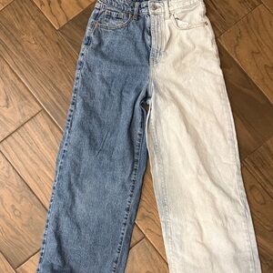 wild fable Two-Tone Flare Jeans in Blue and White